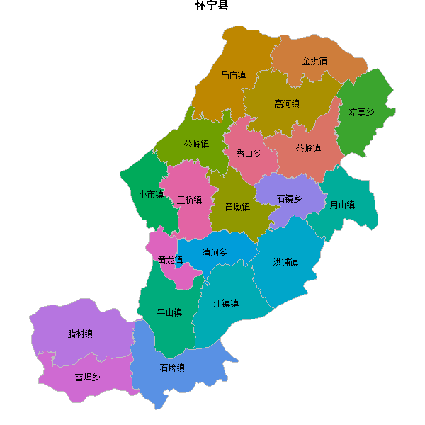 怀宁县乡镇地图JSON数据火星坐标系(gcj02).json
