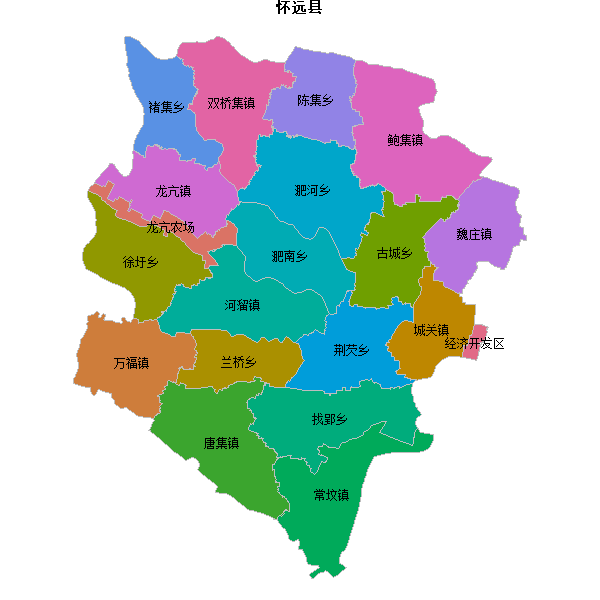 怀远县乡镇地图JSON数据火星坐标系(gcj02).json