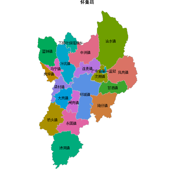 怀集县乡镇地图JSON数据火星坐标系(gcj02).json