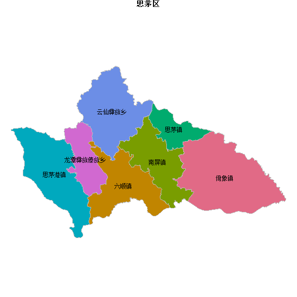 思茅区乡镇地图JSON数据火星坐标系(gcj02).json