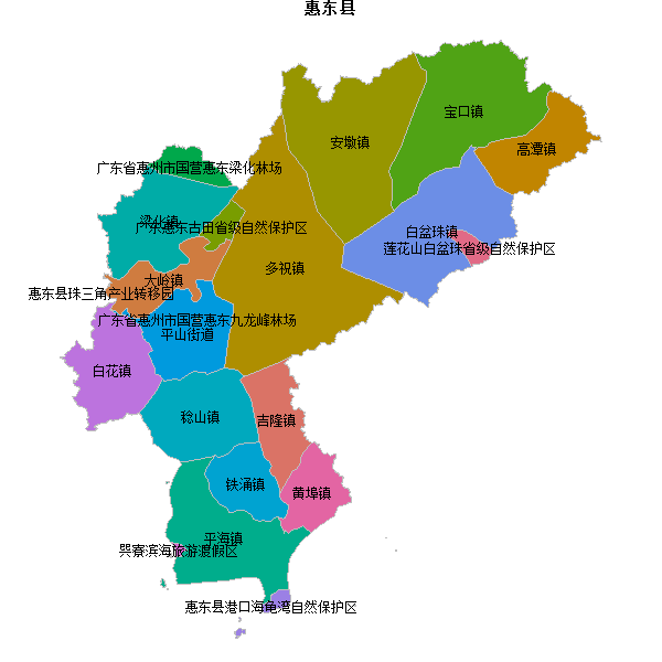 惠东县乡镇地图JSON数据火星坐标系(gcj02).json