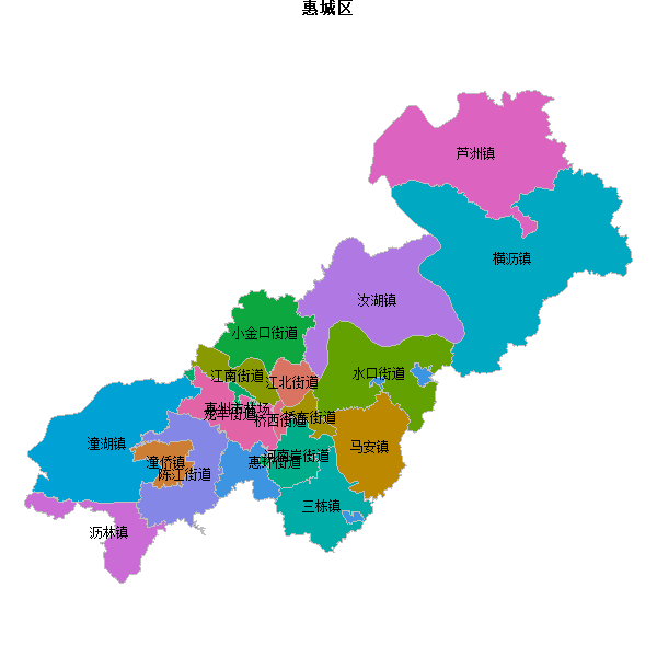 惠城区乡镇地图JSON数据火星坐标系(gcj02).json