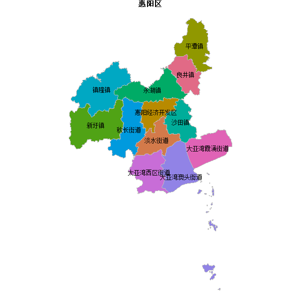 惠阳区乡镇地图JSON数据火星坐标系(gcj02).json