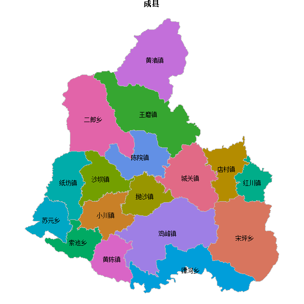 成县乡镇地图JSON数据火星坐标系(gcj02).json