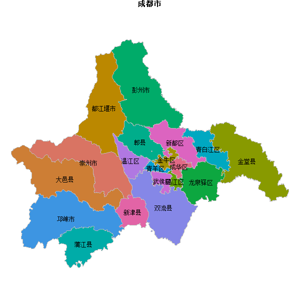 成都市地图shp数据百度坐标系(bd09).shp