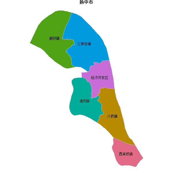 扬中市乡镇地图JSON数据火星坐标系(gcj02).json