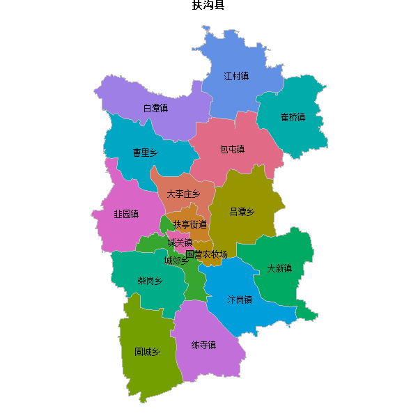 扶沟县乡镇地图JSON数据火星坐标系(gcj02).json