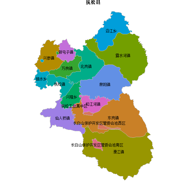 抚松县乡镇地图JSON数据火星坐标系(gcj02).json