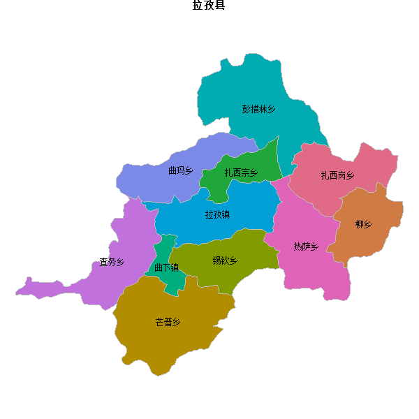 拉孜县乡镇地图JSON数据火星坐标系(gcj02).json