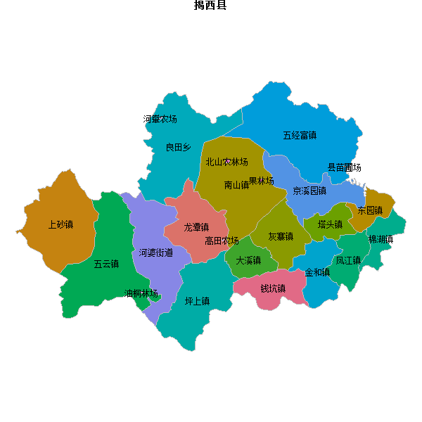 揭西县乡镇地图JSON数据火星坐标系(gcj02).json