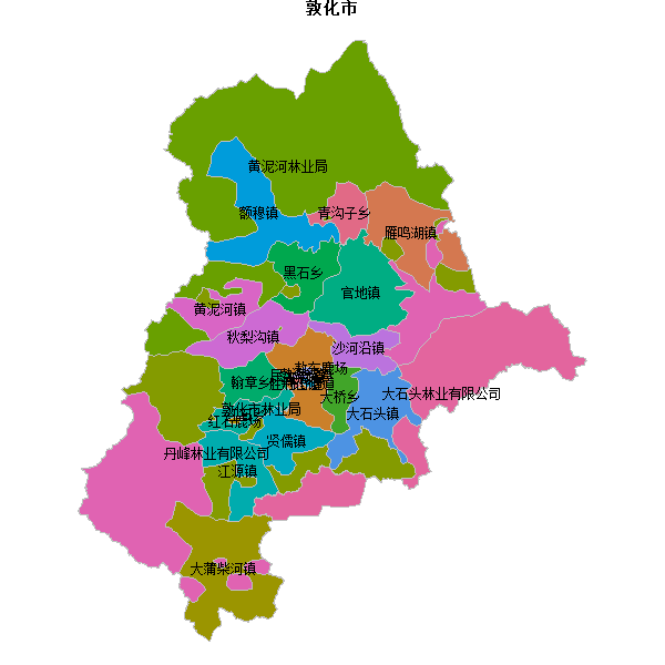 敦化市乡镇地图JSON数据火星坐标系(gcj02).json