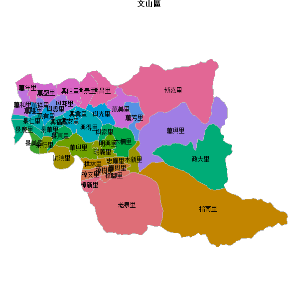 文山區乡镇地图JSON数据火星坐标系(gcj02).json