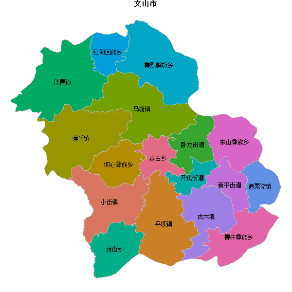 文山市乡镇地图JSON数据火星坐标系(gcj02).json
