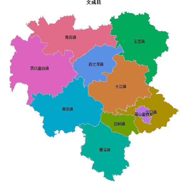 文成县乡镇地图JSON数据火星坐标系(gcj02).json