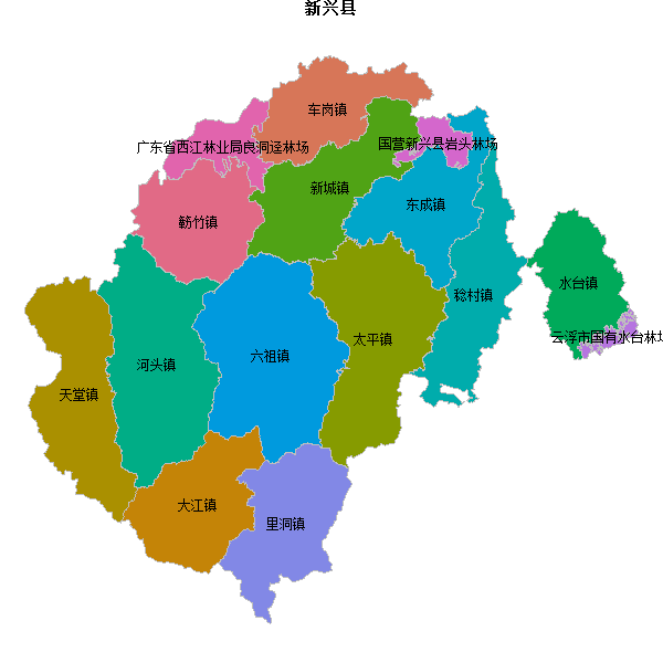 新兴县乡镇地图JSON数据火星坐标系(gcj02).json