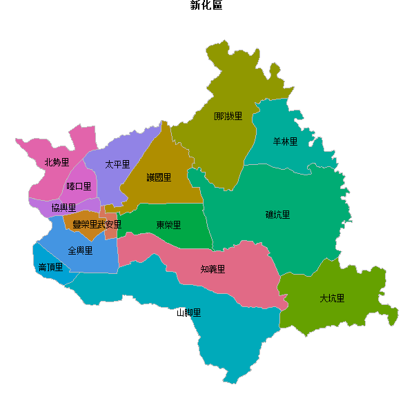 新化區乡镇地图shp数据火星坐标系(gcj02).shp