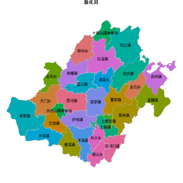 新化县乡镇地图JSON数据火星坐标系(gcj02).json