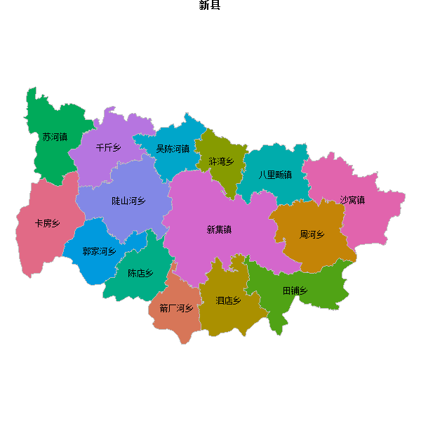 新县乡镇地图shp数据百度坐标系(bd09).shp