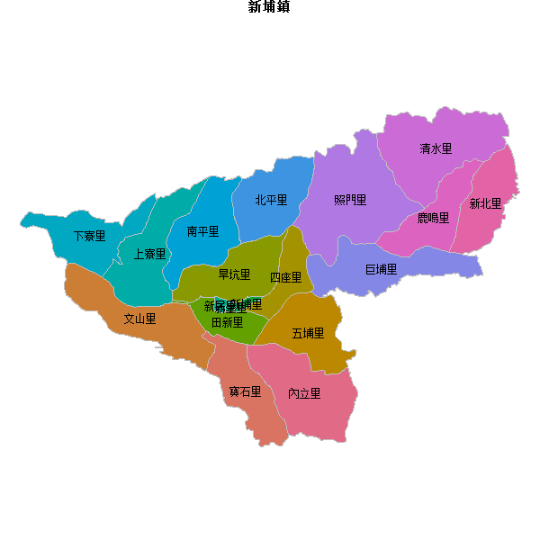 新埔鎮乡镇地图JSON数据火星坐标系(gcj02).json