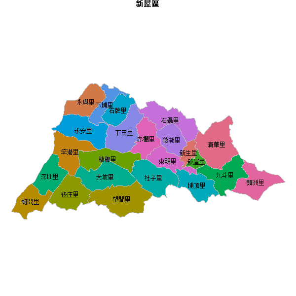 新屋區乡镇地图JSON数据火星坐标系(gcj02).json