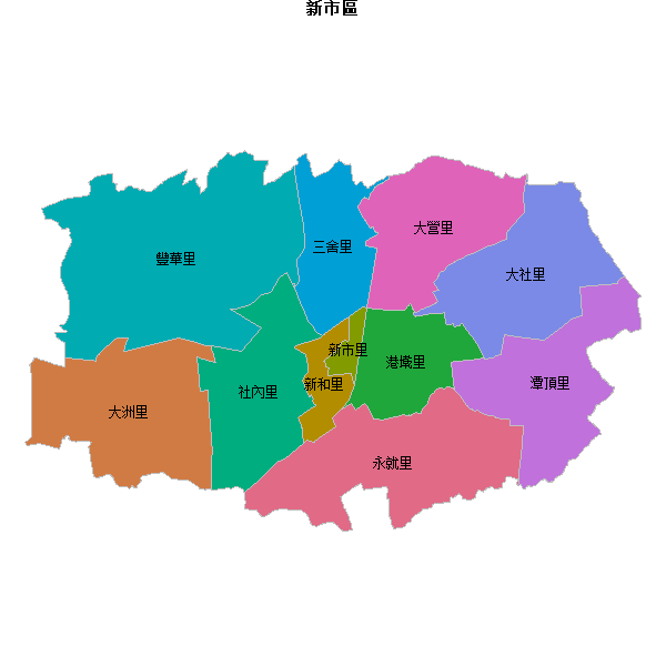 新市區乡镇地图JSON数据火星坐标系(gcj02).json