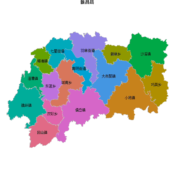 新昌县乡镇地图shp数据百度坐标系(bd09).shp