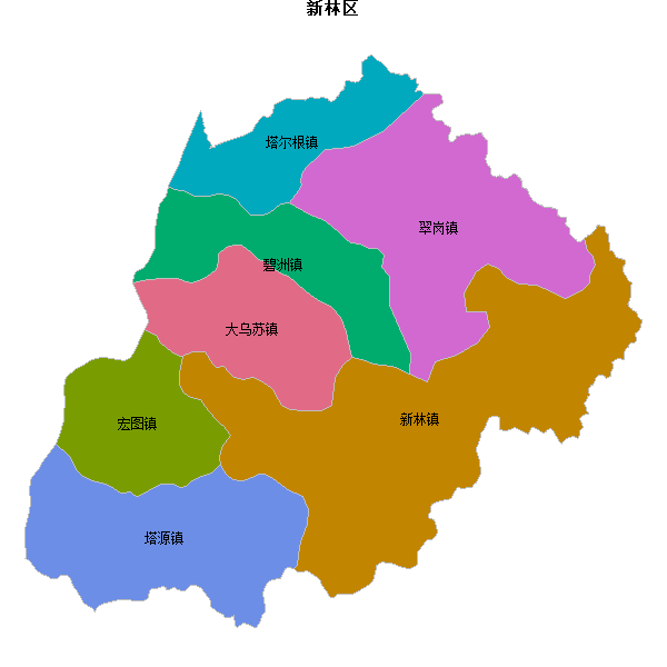 新林区乡镇地图JSON数据火星坐标系(gcj02).json