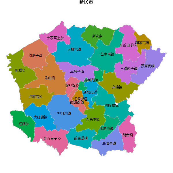 新民市乡镇地图JSON数据火星坐标系(gcj02).json