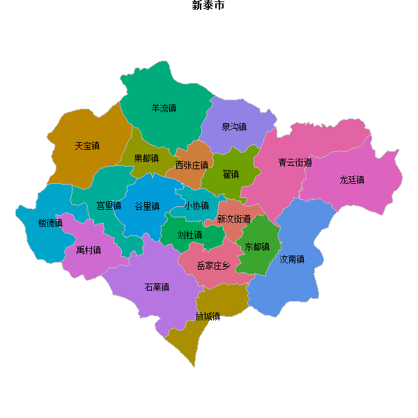 新泰市乡镇地图JSON数据火星坐标系(gcj02).json