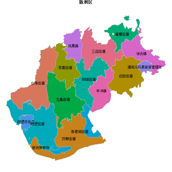 新洲区乡镇地图JSON数据百度坐标系(bd09).json