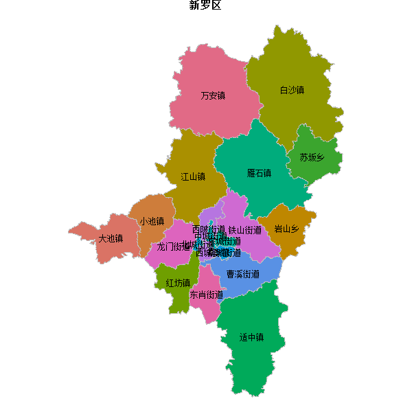 新罗区乡镇地图shp数据百度坐标系(bd09).shp