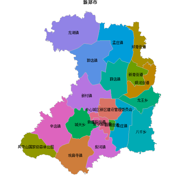 新郑市乡镇地图JSON数据火星坐标系(gcj02).json