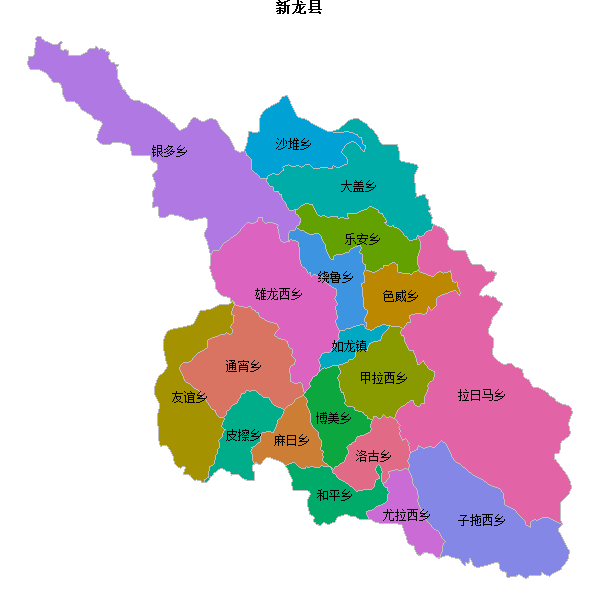 新龙县乡镇地图JSON数据火星坐标系(gcj02).json