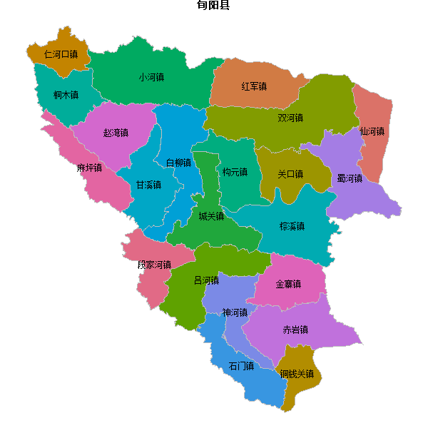旬阳县乡镇地图JSON数据火星坐标系(gcj02).json