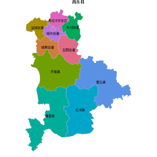 昌乐县乡镇地图JSON数据火星坐标系(gcj02).json