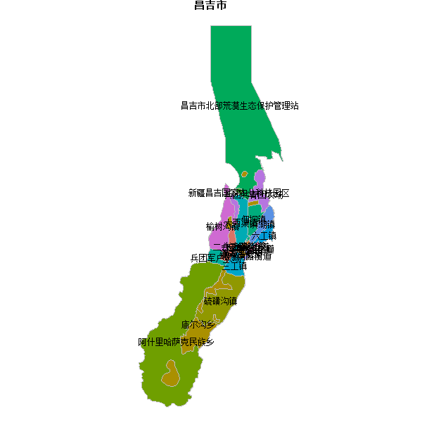 昌吉市乡镇地图JSON数据火星坐标系(gcj02).json
