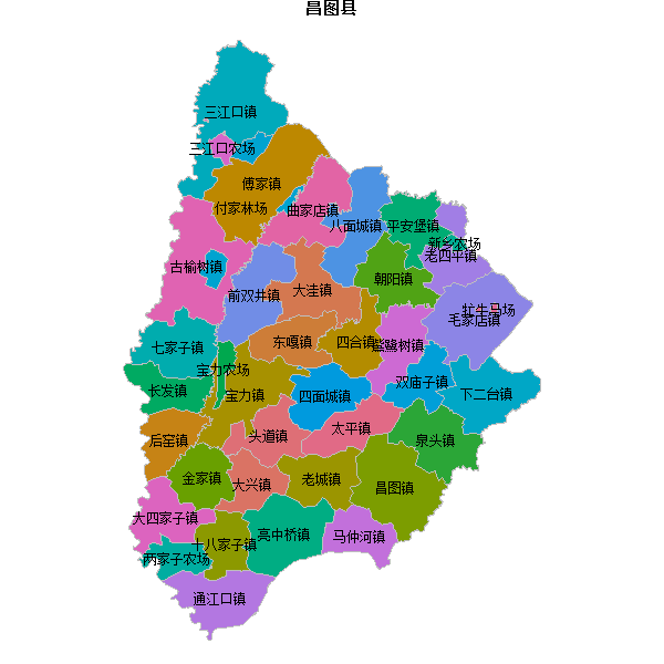 昌图县乡镇地图JSON数据火星坐标系(gcj02).json