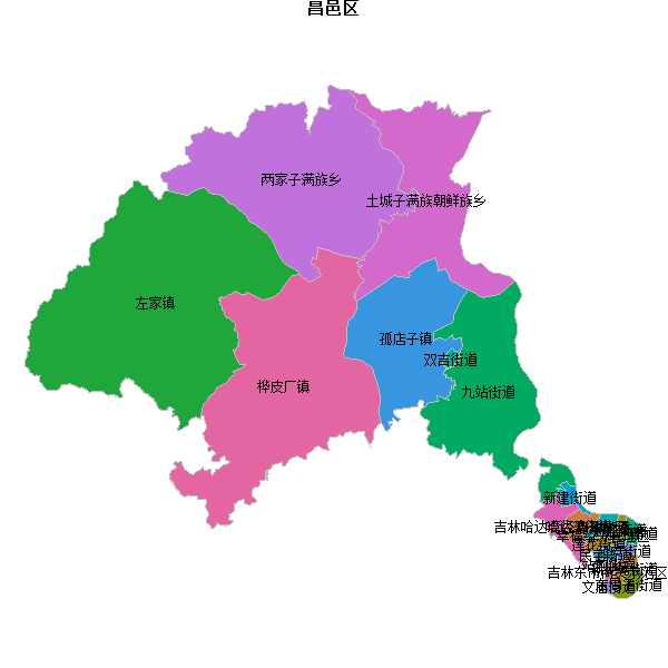 昌邑区乡镇地图JSON数据火星坐标系(gcj02).json