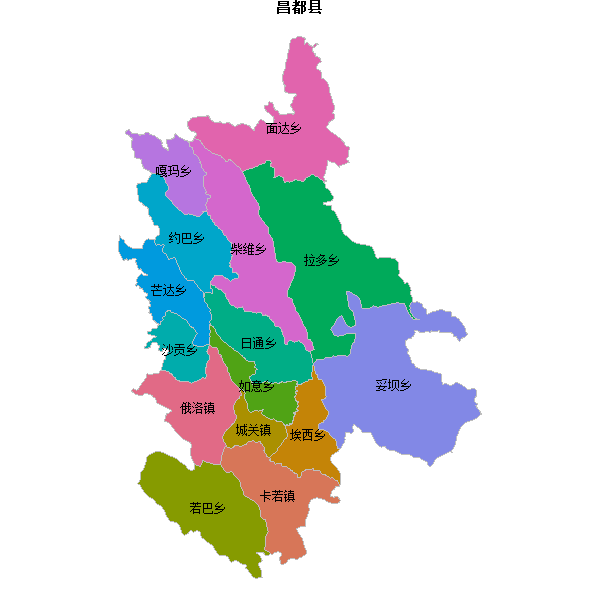 昌都县乡镇地图JSON数据火星坐标系(gcj02).json