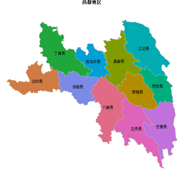 昌都地区地图JSON数据火星坐标系(gcj02).json