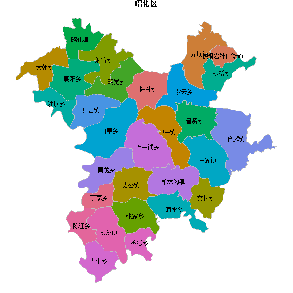 昭化区乡镇地图JSON数据火星坐标系(gcj02).json