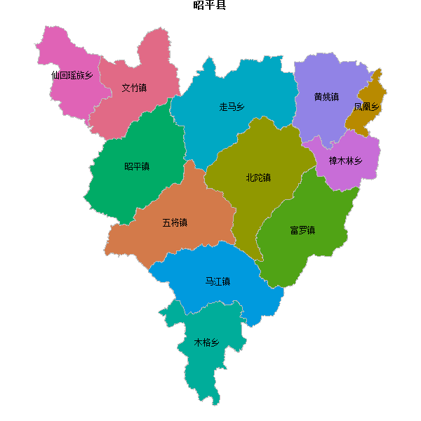 昭平县乡镇地图JSON数据火星坐标系(gcj02).json