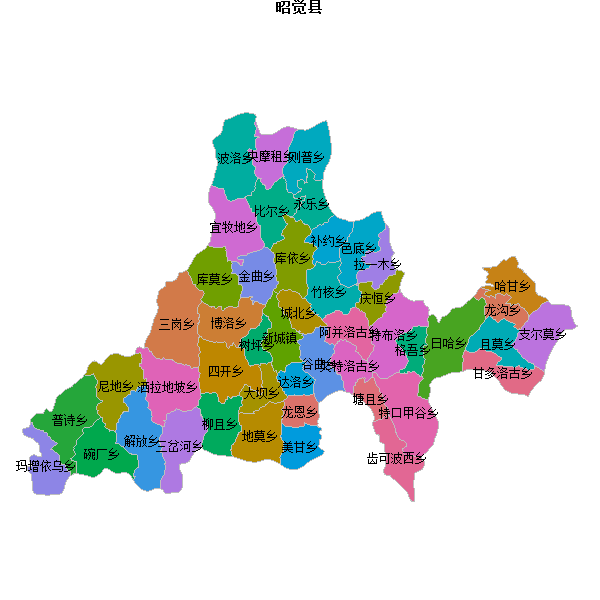 昭觉县乡镇地图JSON数据火星坐标系(gcj02).json