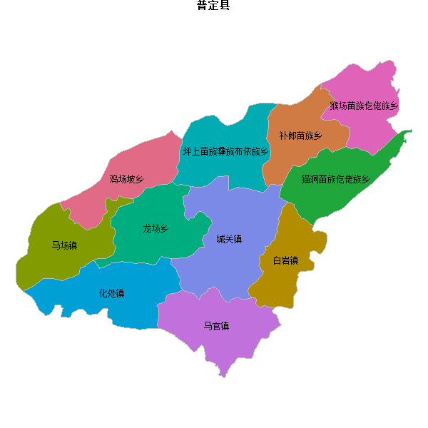 普定县乡镇地图JSON数据火星坐标系(gcj02).json