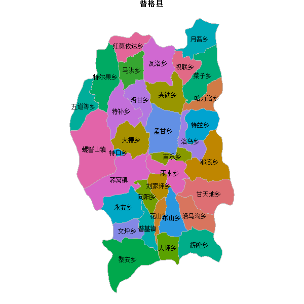 普格县乡镇地图JSON数据火星坐标系(gcj02).json
