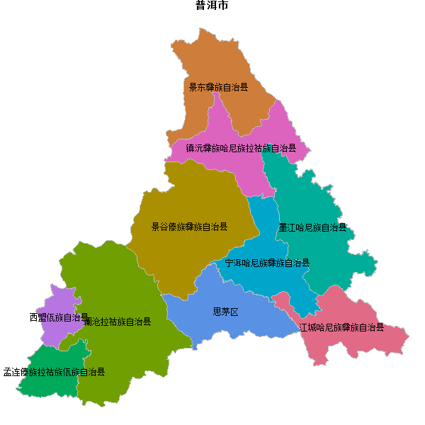 普洱市地图JSON数据火星坐标系(gcj02).json