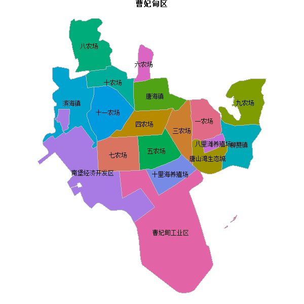 曹妃甸区乡镇地图JSON数据火星坐标系(gcj02).json