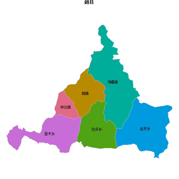 朗县乡镇地图JSON数据火星坐标系(gcj02).json