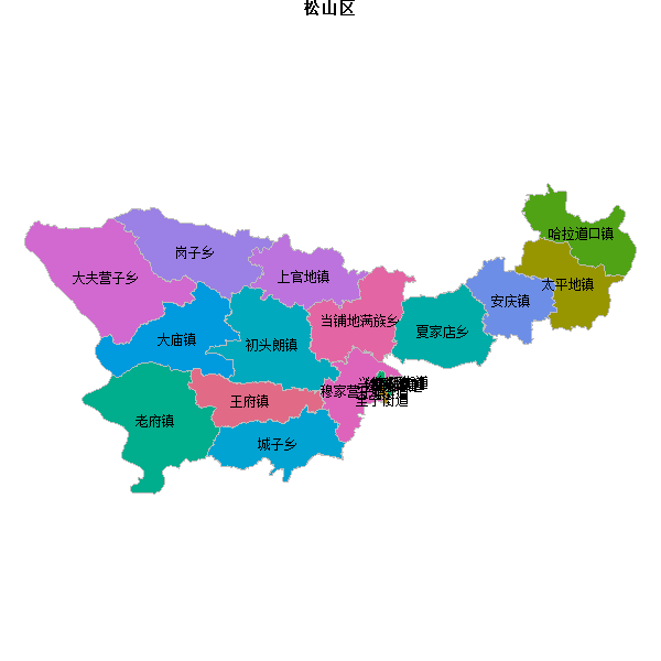 松山区乡镇地图JSON数据火星坐标系(gcj02).json