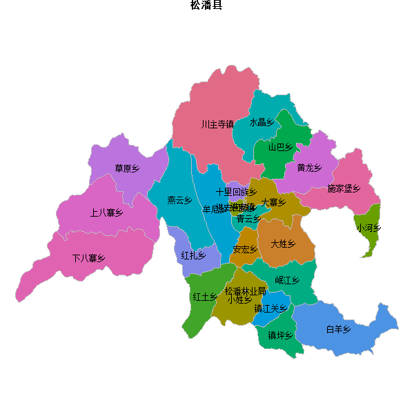 松潘县乡镇地图shp数据火星坐标系(gcj02).shp